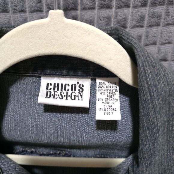 Y2K Denim Jacket Capris Set Sz8 Med Chico Design Grunge Flare Jean Stretch Waist - Picture 5 of 16